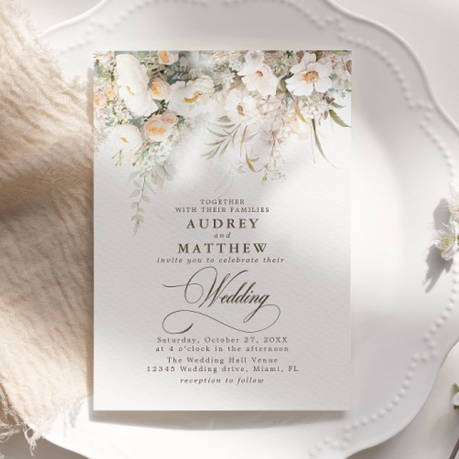 Invitation Élégant Boho Rustique Mariage Floral (Créateur téléchargé)
