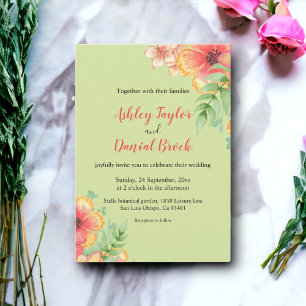 Invitation Elégant Boho Sage Green Fleurs Mariage Floral