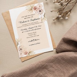 Invitation Elégant Boho Spring Peony Mariage chrétien