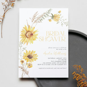 Invitation Elégant Boho Sunflower Fête des mariées botanique
