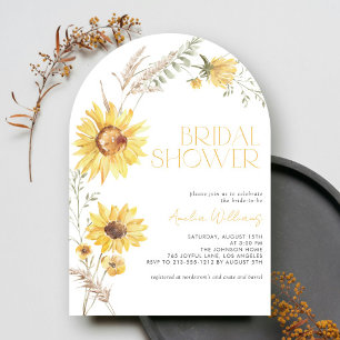Invitation Elégant Boho Sunflower Fête des mariées botanique