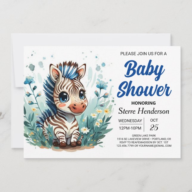 Invitation Elegant Boho Surprise Zebra Boy Baby shower (Devant)