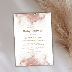 Invitation Elégant Boho Terracotta Agate Baby shower Or