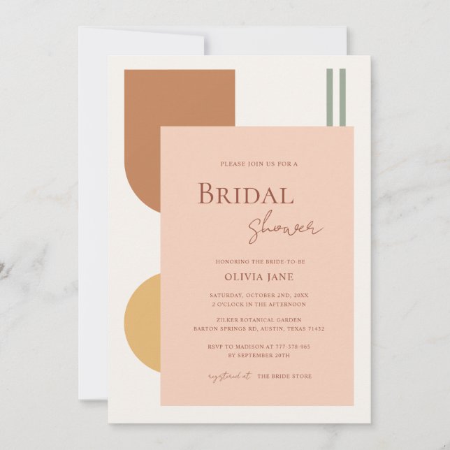 Invitation Elegant Boho Terracotta Arches Retro Bridal Shower (Devant)