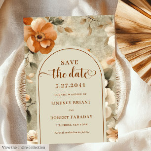 Invitation Élégant Boho Terracotte Ivoire Floral Enregistrer