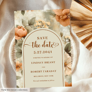 Invitation Élégant Boho Terracotte Sage Floral Enregistrez La