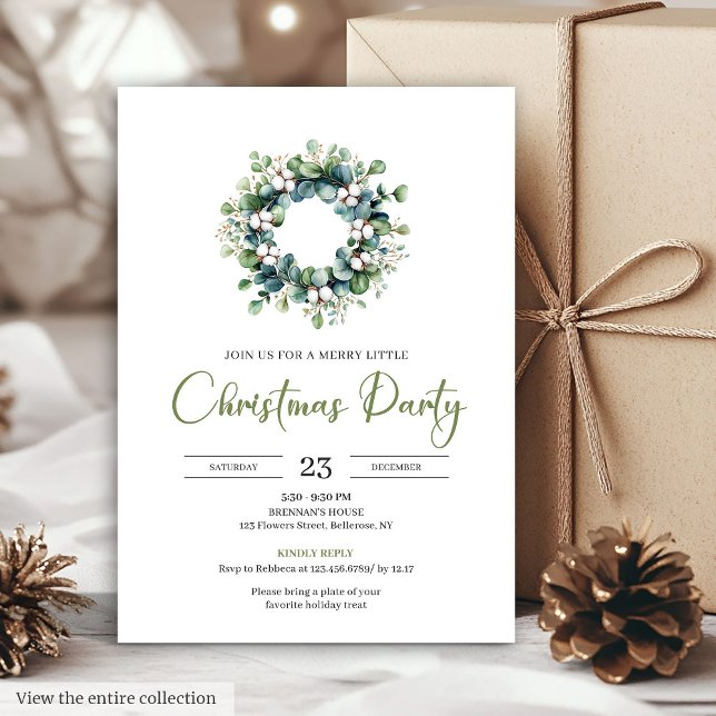 Invitation Élégant Boho Terreux Aquarelle Fête de Noël (Elegant Boho Earthy Watercolor Festive Party Invite)