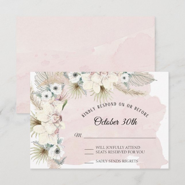 Invitation Elégant Boho Tropical Floral Terrain de verdure dé (Devant / Derrière)
