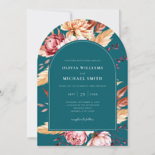 Invitation Élégant Boho Turquoise Chic Floral Mariage