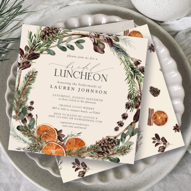 Invitation Élégant Boho vert Citrus automne nuptiale déjeuner (Bridal Luncheon Invitation!)