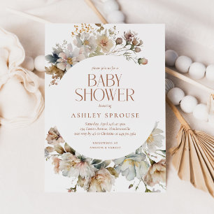 Invitation Elégant Boho Vintage Baby shower botanique floral