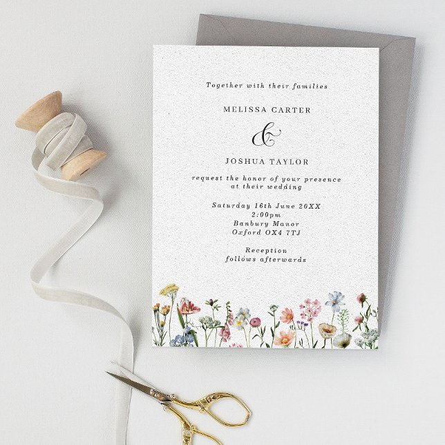 Invitation Elégant Boho Wild Flowers Mariage (Créateur téléchargé)