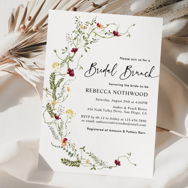 Invitation Élégant Boho Wreath Fleur sauvage Bridal Brunch (Créateur téléchargé)
