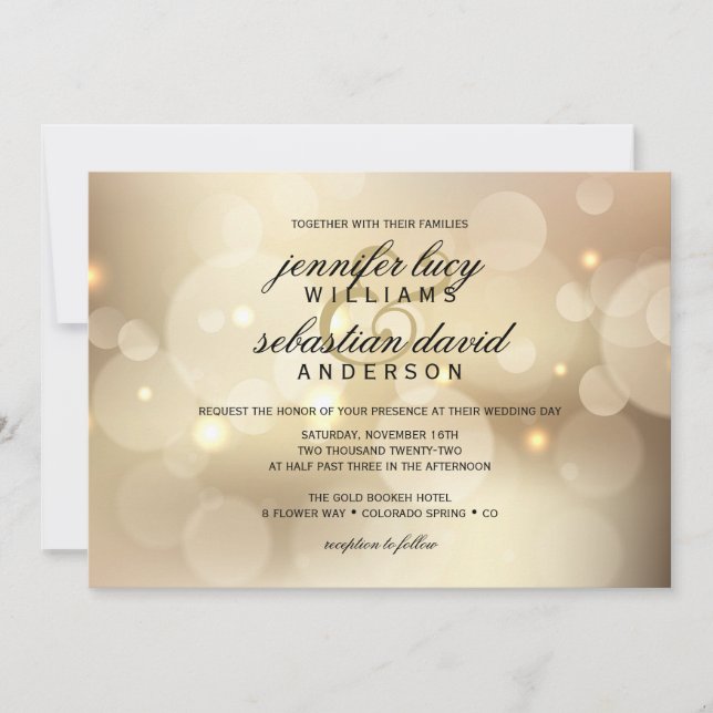 Invitation Elégant Bokeh Bokeh Light Chic Mariage (Devant)