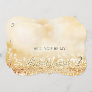 Invitation Elégant Bokeh Glittery Gold, Bridesmaid Card