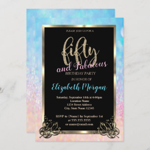 Invitation Elégant Bokeh Ombre Gold Frame 50e fête d'annivers