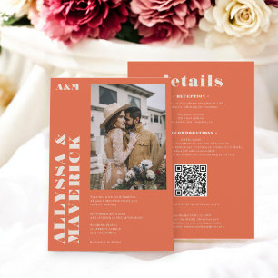 Invitation Élégant Bold boho beige orange mariage photo