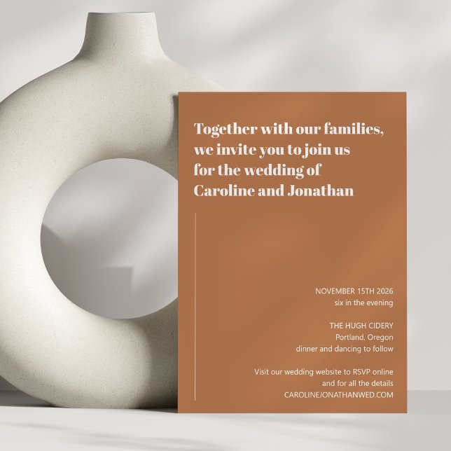 Invitation Élégant Bold Moderne Terracotta Brown Mariage de a (Créateur téléchargé)