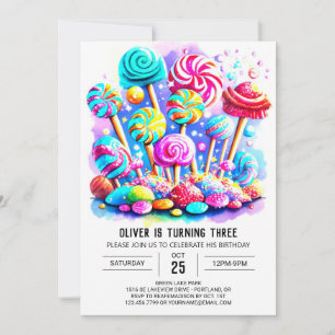 Invitation Élégant Bonbon Editable Anniversaire