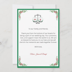 Invitation Elegant Bordeaux  Emerald Floral Wedding Thank You