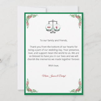 Invitation Elegant Bordeaux  Emerald Floral Wedding Thank You
