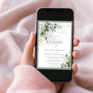 Invitation Elégant Botanical Greenery Mariage d'aquarelle