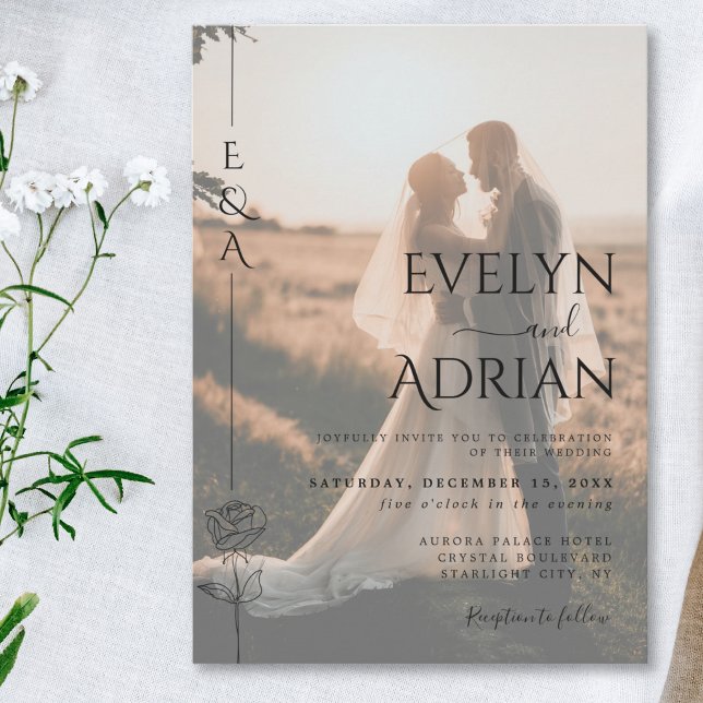 Invitation Elegant Botanical Modern Minimalist Photo Wedding (Créateur téléchargé)