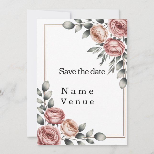 Invitation Elegant botanical save the date  (Devant)