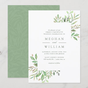 Invitation Elégant Botanique Aquarelle Mariage de verdure