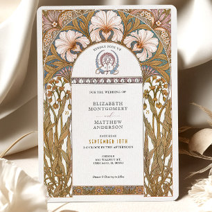 Invitation Élégant Botanique Art Nouveau Floral Mariage