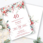 Invitation Elégant Botanique de Berry d'hiver 40e anniversair<br><div class="desc">Invitation vos invités à une fête spéciale d'hiver ou de Noël avec cette élégante fraise rouge et feuillage vert sauge design floral. Des baies rouges profondes sont nichées dans des feuilles et des branches. Le texte rouge ajoute à l'humeur festive. Cet article fait partie de la collection de baies d'hiver....</div>