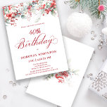 Invitation Elégant Botanique de Berry d'hiver 40e anniversair<br><div class="desc">Invitation vos invités à une fête spéciale d'anniversaire d'hiver avec cette élégante fraise rouge et feuillage vert feuillage design. Des baies rouges profondes sont nichées dans des feuilles et des branches. Le texte rouge ajoute à l'humeur festive. Cet article fait partie de la collection de baies d'hiver. Il contient des...</div>