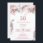 Invitation Elégant Botanique de Berry d'hiver 50e anniversair<br><div class="desc">Invitation vos invités à une fête spéciale d'hiver ou de Noël avec cette élégante fraise rouge et feuillage vert sauge design floral. Des baies rouges profondes sont nichées dans des feuilles et des branches. Le texte rouge ajoute à l'humeur festive. Cet article fait partie de la collection de baies d'hiver....</div>