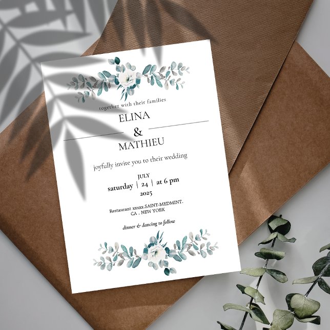 Invitation Elégant Botanique eucalyptus mariage de verdure (Créateur téléchargé)