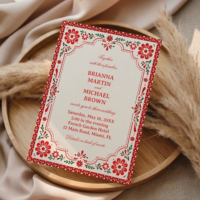 Invitation Élégant Botanique Folklorique Mexicain Vintage (Créateur téléchargé)