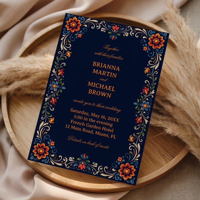 Invitation Élégant Botanique Folklorique Mexicain Vintage (Créateur téléchargé)