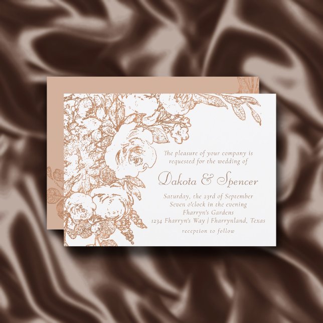 Invitation Élégant botanique | Mariage or Rose cuivre (Créateur téléchargé)