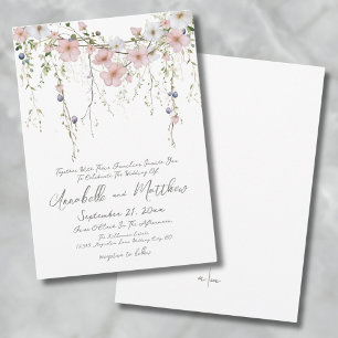 Invitation Élégant Botanique Simple Fleur sauvage Mariage flo