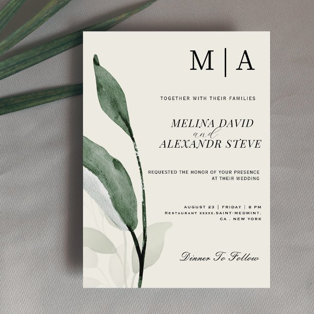 Invitation Elégant botanique Verdure eucalyptus mariage (Créateur téléchargé)