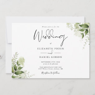 Invitation Élégant Botanique Verdure Monogramme Mariage