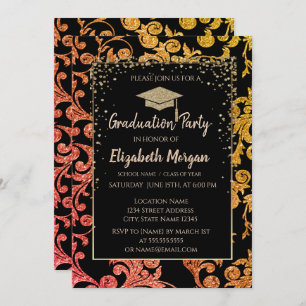 Invitation Élégant bouchon de graduation Parties scintillant