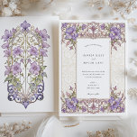 Invitation Élégant Bougainvillier violet Mariage Lilac<br><div class="desc">Ce faire-part de mariage magnifiquement ouvragé présente un design Art Nouveau délicat avec des fleurs de bougainvilliers en cascade dans des tons doux de violet, lilas et lavande. Encadrée de touches dorées complexes et de feuillage verdoyant, cette invitation respire l'élégance et le raffinement. L'avant présente les détails mariages avec un...</div>