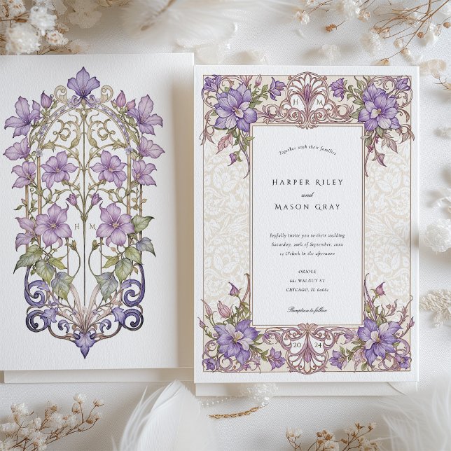 Invitation Élégant Bougainvillier violet Mariage Lilac (Créateur téléchargé)
