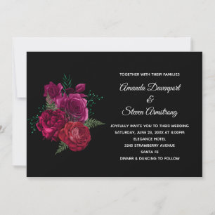 Invitation Élégant Bouquet de Fleurs de Rose Magenta Mariage