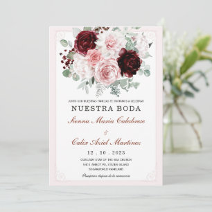 Invitation Élégant Bouquet De Mariage Avec Des Roses