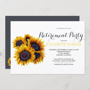 Invitation Élégant Bouquet de tournesols Parti de retraite