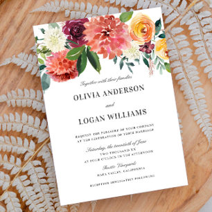 Invitation Élégant bouquet floral aquarelle romantique pour m