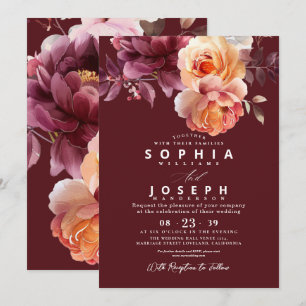 Invitation Élégant bouquet floral de mariage à l'aquarelle en