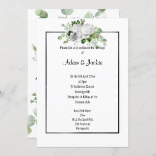 INVITATION ÉLÉGANT BOUQUET FLORAL NOIR TRIM MARIAGE