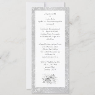 Invitation ELEGANT Bouquet noir blanc argent MARIAGE floral